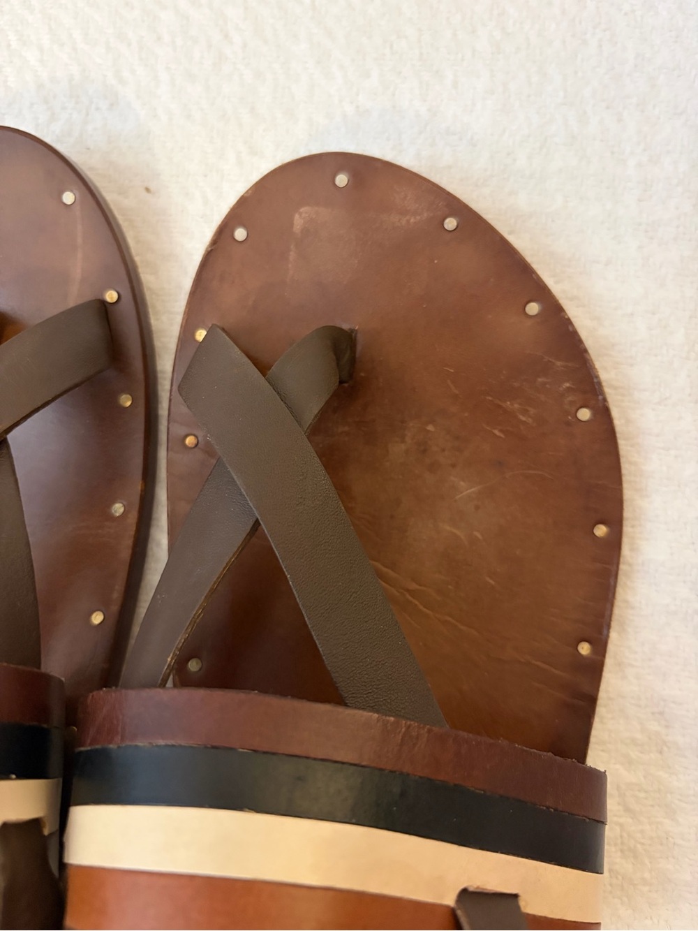 beek Sunbeam Stripe Euro-Summer Handmade Brown Leather Strappy Sandals Size 9 - Picture 12 of 13